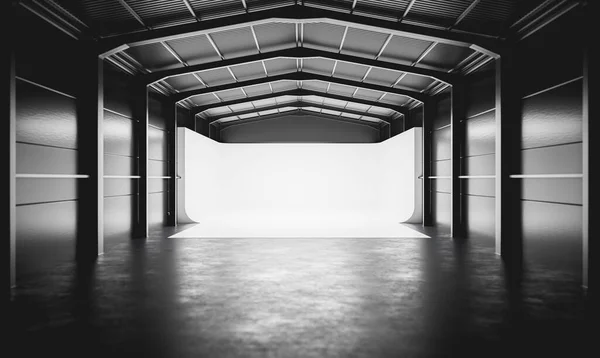 白いサイクラロラマの背景を持つプロの写真スタジオ — ストック写真