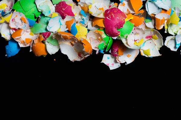Painted Broken Egg Shells Black Background — Stock Photo, Image