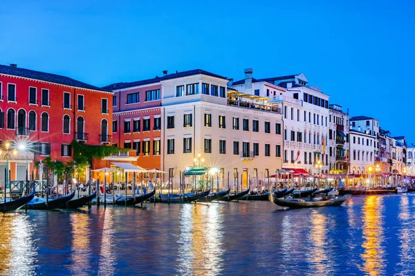 Grand Canal Venetië Italië Nachts Romantische Toeristische Attractie — Stockfoto