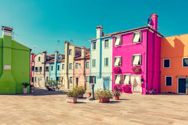 Barevné Malované Domy Ostrově Burano Poblíž Benátek Itálie Scénická Italská — Stock fotografie