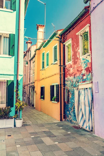 Kleurrijke Geschilderde Huizen Burano Eiland Buurt Van Venetië Italië Scenic — Stockfoto