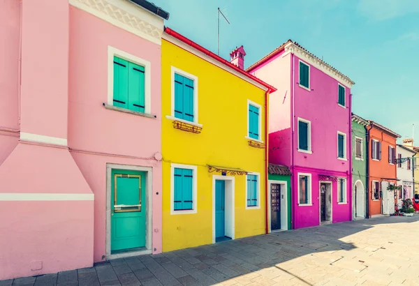 Färgglada Målade Hus Burano Nära Venedig Italien Natursköna Italienska Staden — Stockfoto
