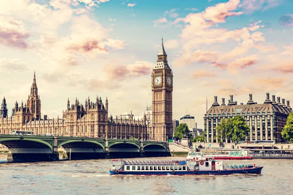 Big Ben Γέφυρα Westminster Στον Ποταμό Τάμεση Στο Λονδίνο Αγγλία — Φωτογραφία Αρχείου