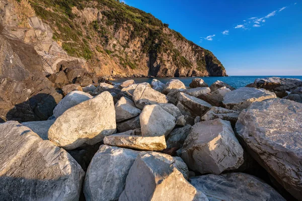 Costa Cinque Terre Con Acantilados Rocas Italia Verano Liguria — Foto de Stock