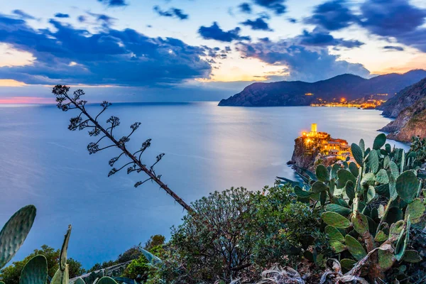 Vernazza Cinque Terre Talya Gece Vakti Tarihi Mimari — Stok fotoğraf