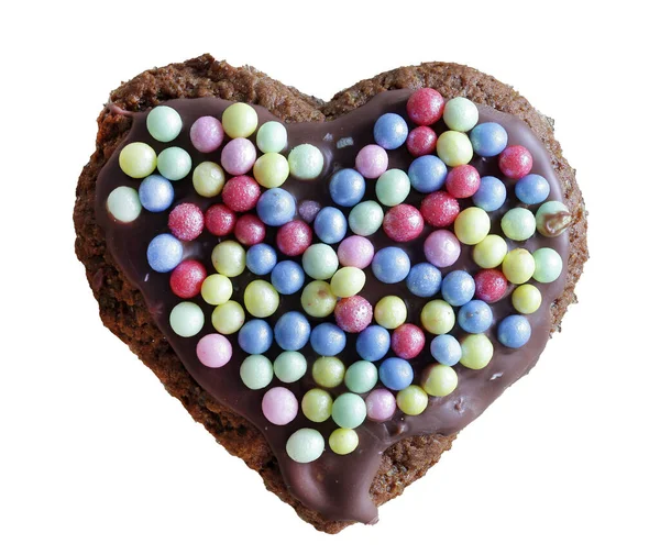 Cookie Herzform Auf Ausschnitt Auf Weißem Hintergrund — Stockfoto