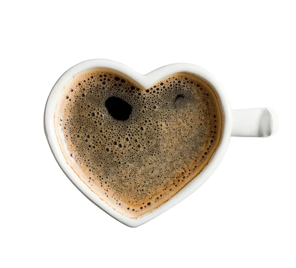 Кофе Форме Сердца Кружку Изолированы Белом Фоне — стоковое фото