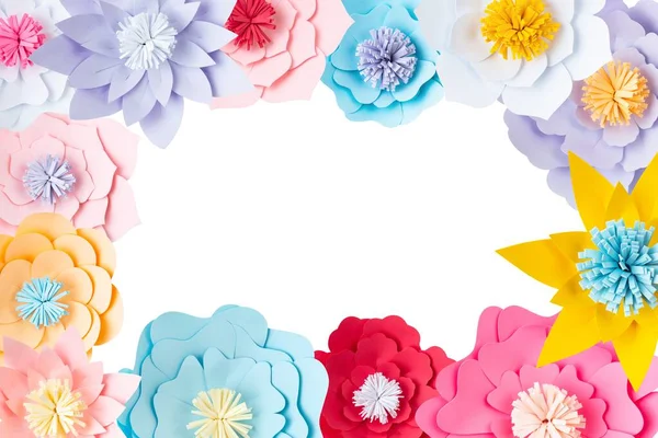 Paper Cut Flowers Frame Place Text — Stock Photo, Image