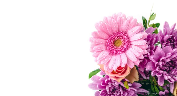 Букет Свіжих Весняних Квітів Ізольований Білому Тлі Простором Копіювання — стокове фото