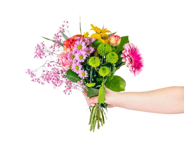 Give Blomster Som Gave Isoleret Gennemsigtig Hvid Baggrund - Stock-foto