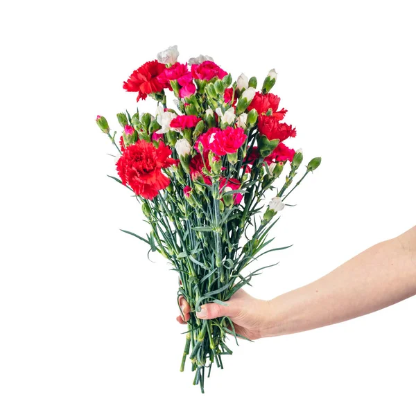 Blumenstrauß Der Hand Geste Geben Isoliert Auf Transparentem Weißem Hintergrund — Stockfoto