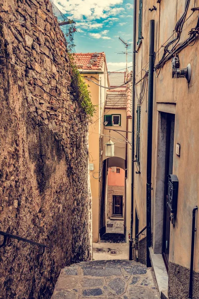 Στενή Ιταλική Οδός Στο Porto Venere Στην Ιταλία Ιστορική Αρχιτεκτονική — Φωτογραφία Αρχείου