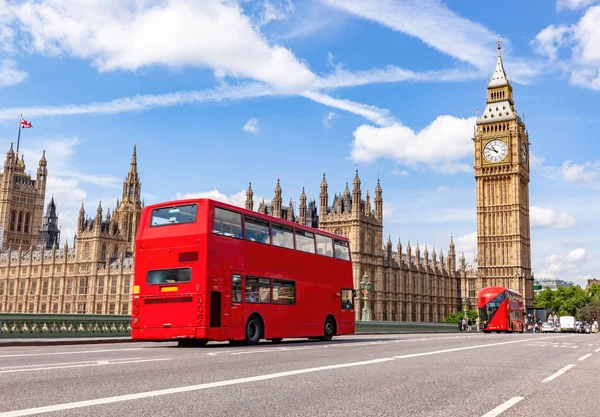 Red Bus Westminster Bridge Next Big Ben London Tourist Landmark — Fotografia de Stock