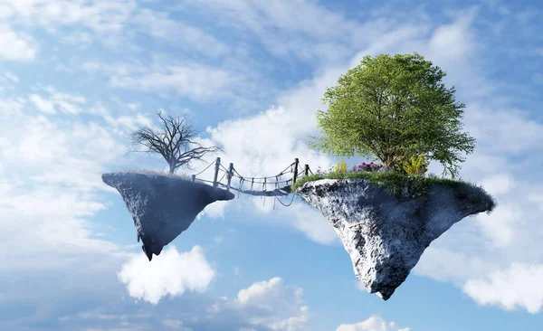 Schritt Für Positive Veränderung Einer Neuen Glücklichen Welt Brücke Zwischen — Stockfoto