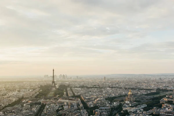 Paris Fransa Gün Batımında Eyfel Kulesi Nde Hava Manzarası — Stok fotoğraf