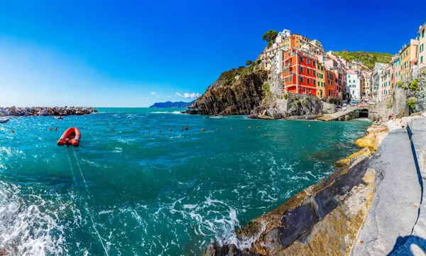 Riomaggiore Cinque Terre Olaszország Nyáron — Stock Fotó