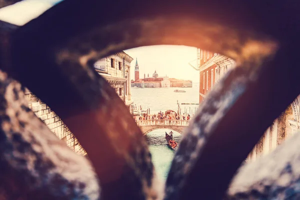 Seufzerbrücke Blick Von Innen Auf Kanal Venedig Italien Berühmtes Reiseziel — Stockfoto