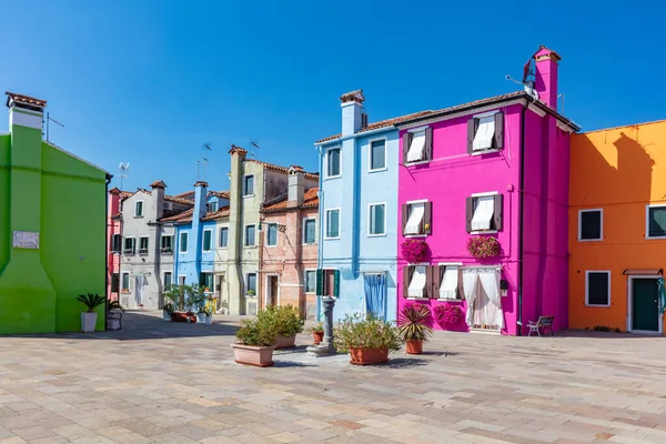 Кольорові Пофарбовані Будинки Острові Бурано Поблизу Венеції Італія Італійське Місто — стокове фото