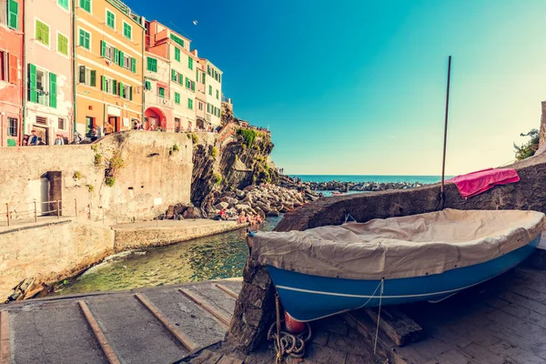 Riomaggiore Cinque Terre Italy Популярное Туристическое Направление Побережье Лигурии — стоковое фото