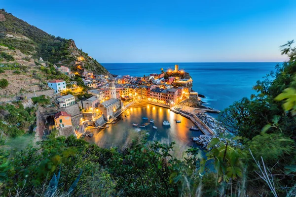 Vernazza Cinque Terre Italië Avonds Populaire Toeristische Bestemming Ligurië Kust — Stockfoto