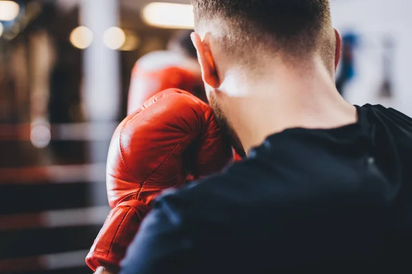 Boxeři Dělají Boxerský Trénink Tělocvičně Zápasí Bojují — Stock fotografie