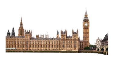 Big Ben in London UK cut out and isolated on transparent white background. clipart