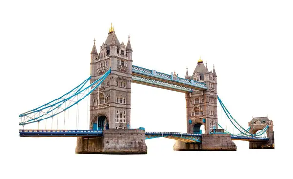 Tower Bridge Londýně Vystřižené Izolované Průhledném Bílém Pozadí Royalty Free Stock Obrázky