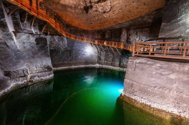 Wieliczka, POLAND - August 09:, 2023: Interiors of Wieliczka salt mine. UNESCO World Heritage Site clipart