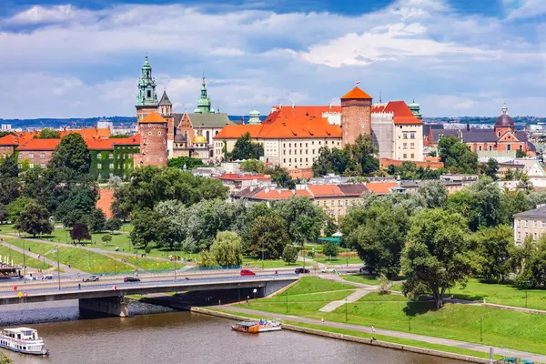 Istana Kerajaan Wawel Dan Sungai Vistula Cracow Polandia Seperti Yang — Stok Foto
