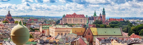 Panorama Van Krakau Polen Met Wawel Koninklijk Kasteel Kathedraal Stockfoto