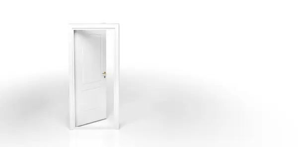 Semi Open White Door White Background — Foto Stock