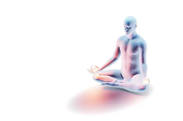 Людина Позі Лотоса Практикує Медитацію Аурою Ліцензійні Стокові Зображення