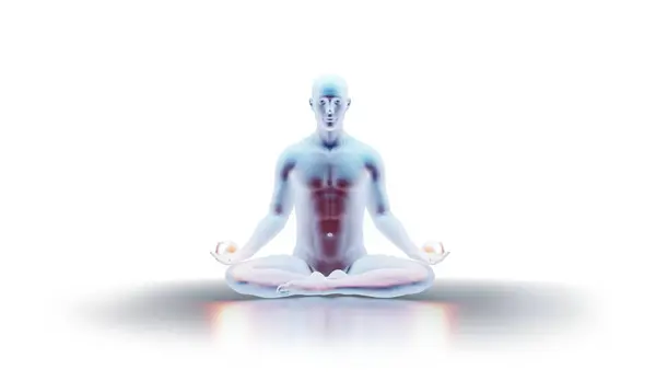 Homme Position Lotus Pratiquant Méditation Avec Aura Photo De Stock