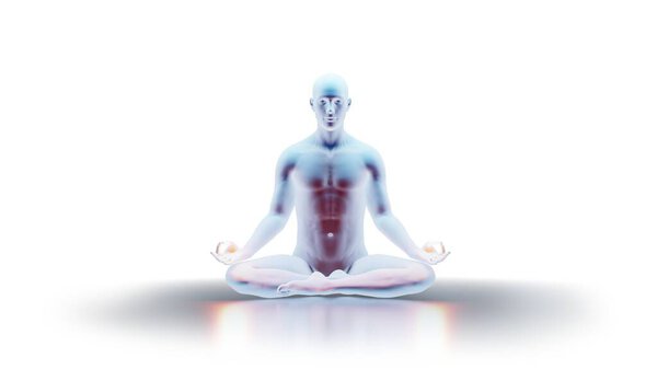 Man Lotus Position Practicing Meditation Aura Stock Photo