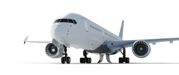 Commercieel Straalvliegtuig Geïsoleerd Witte Achtergrond Stockafbeelding