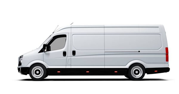 White Cargo Van Side Profile White Background Royalty Free Stock Photos