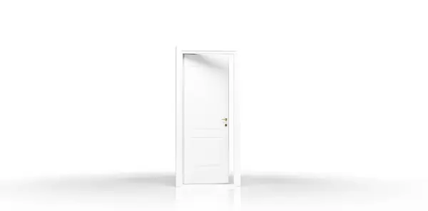 Semi Open White Door White Background Stock Photo