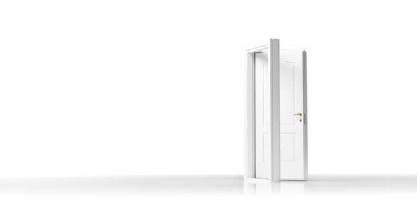 White Open Door Isolated White Stock Image