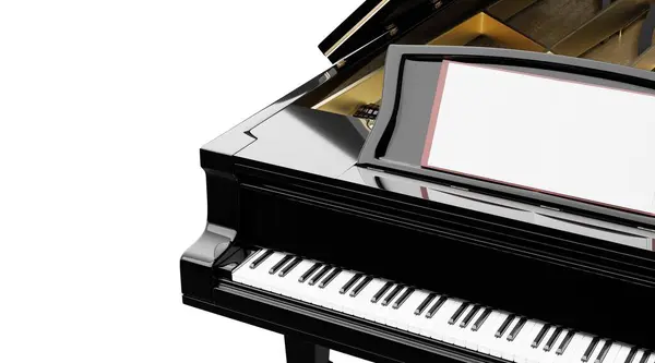 Vue Grand Angle Piano Queue Sur Fond Blanc Images De Stock Libres De Droits