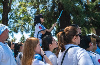 Buenos Aires, Arjantin - 12.17.2022: Fransa ile oynanan final maçında Arjantin Milli Futbol Takımı taraftarları ve taraftarları