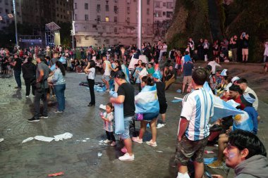 Buenos Aires, Arjantin - 17.12.2022: Fransız takımına karşı oynanacak final maçına Arjantin Millî Futbol Takımı 'nın katılımcıları