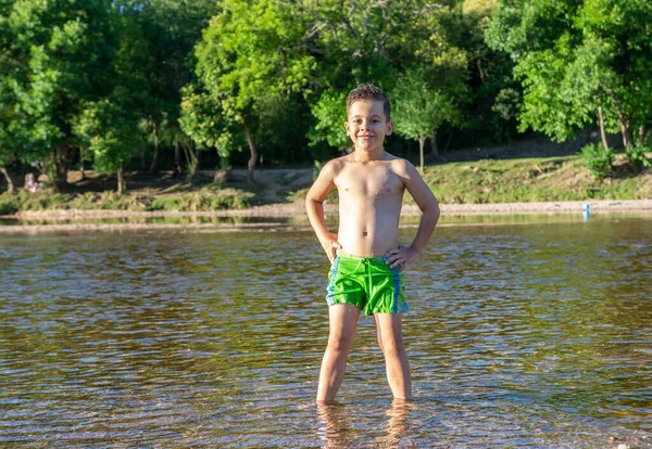 Happy Little Boy River — Stock Photo, Image