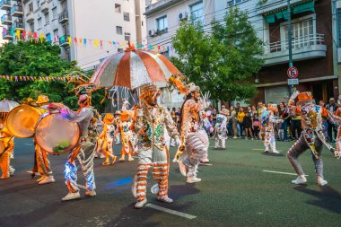 Buenos Aires, Argentina - 19 February 2023: Participants at the carnival in Buenos Aires Argentina
