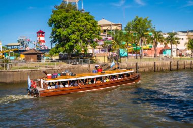 Tigre, Argentina - February 21, 2023: Maritime transport in El Tigre port.