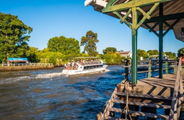 Tigre, Argentina - February 21, 2023: Maritime transport in El Tigre port.