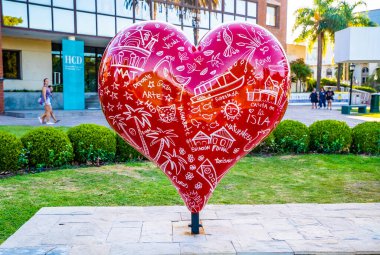Tigre, Argentina - February 21, 2023: artistic heart in territory art museum in city Tigre