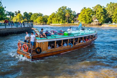 Tigre, Argentina - February 21, 2023: Maritime transport in El Tigre port.