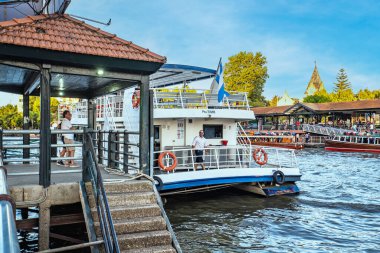 Tigre, Argentina - February 21, 2023: Ship pierin El Tigre port.
