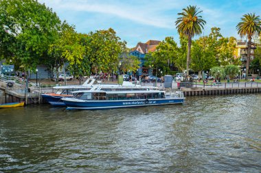 Tigre, Argentina - February 21, 2023: Maritime transport in El Tigre port.
