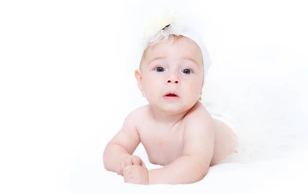 Gelukkig Baby Een Lichte Achtergrond — Stockfoto
